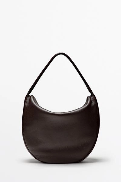 Massimo Dutti Средняя сумка-мешок из кожи наппа