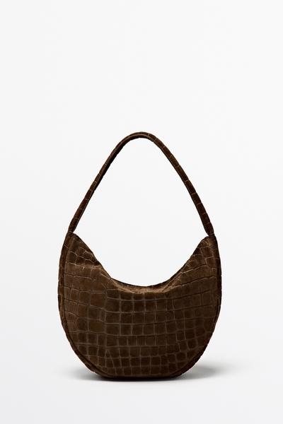 Massimo Dutti Мини-сумка из замшевой кожи с разрезом