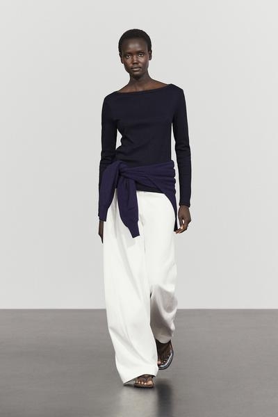 Massimo Dutti Футболка с длинным рукавом и лодочкой