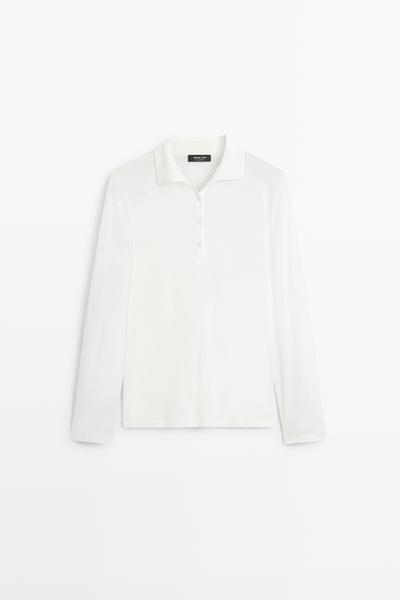 Massimo Dutti Поло с длинным рукавом из 100% хлопка