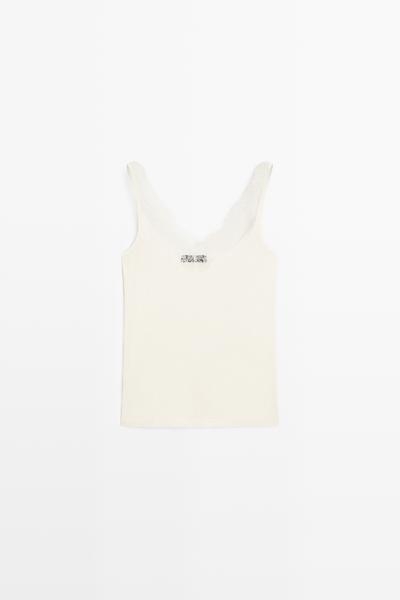Massimo Dutti Топ с кружевной отделкой и тонкими бретелями купить с доставкой.