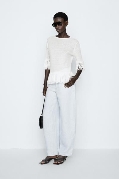 Massimo Dutti Вязаный свитер с бахромой - STUDIO