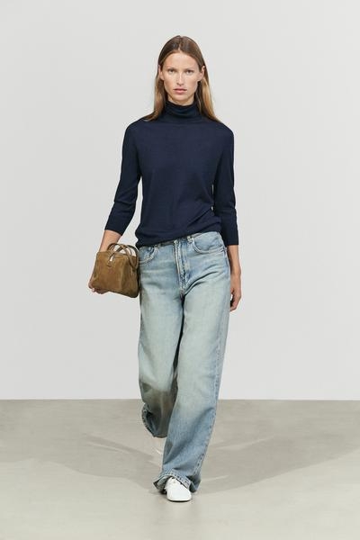 Massimo Dutti Вязаный свитер с высоким горлом из шерстяного микса