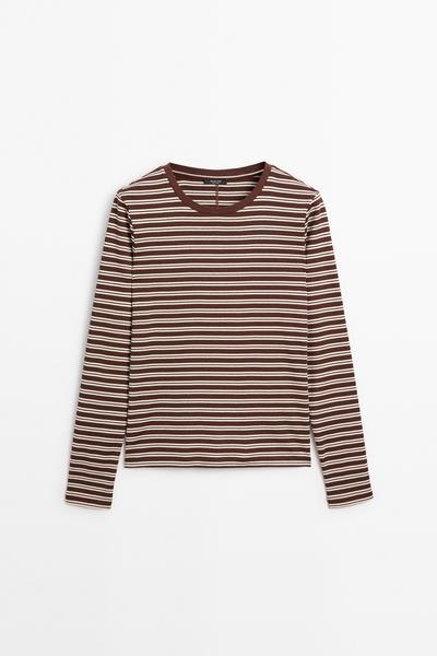 Massimo Dutti Футболка в полоску из 100% хлопка MASSIMO DUTTI
