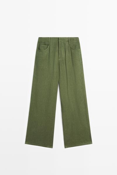 Massimo Dutti Прямые брюки из льняной смеси