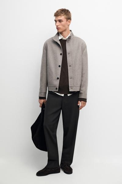 Massimo Dutti Жакет из шерстяной смеси с высокой горловиной и двойной тканью купить с доставкой.