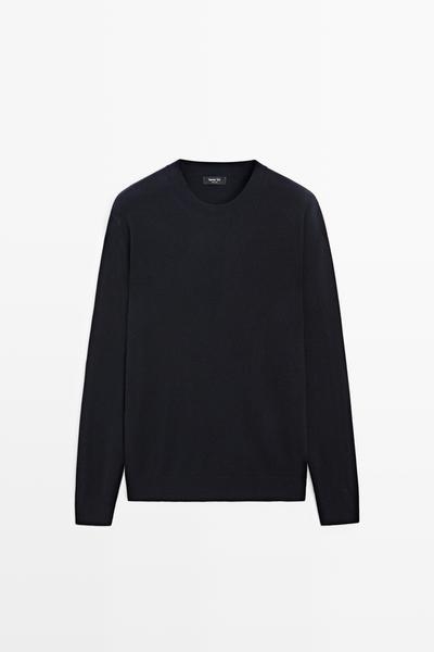 Massimo Dutti Вязаный свитер с круглым вырезом из шерстяного микса