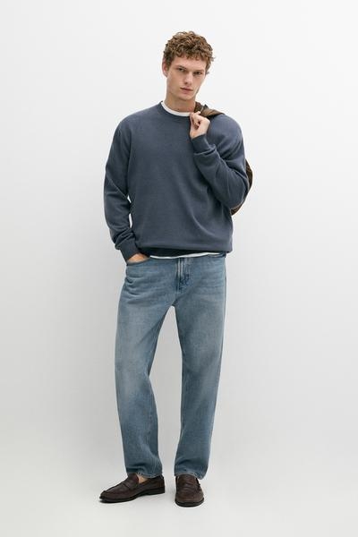 Massimo Dutti Вязаный свитер с круглым вырезом из смеси шерсти