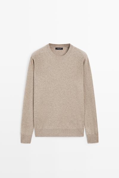 Massimo Dutti Вязаный свитер с круглым вырезом из шерстяной смеси