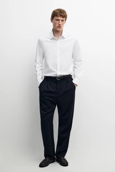 Рубашка slim fit с эластичной тканью- Заказать в России