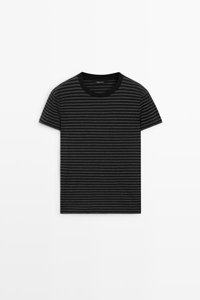 Massimo Dutti Футболка в рубчик с короткими рукавами в полоску