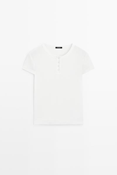 Massimo Dutti Футболка с короткими рукавами из 100% хлопка