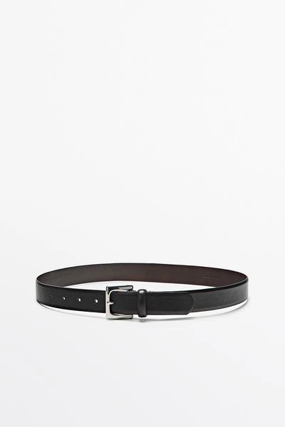 Massimo Dutti Ремень из кожи наппа с квадратной пряжкой