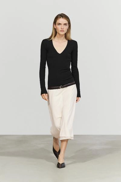 Massimo Dutti Футболка с длинным рукавом и V-образным вырезом