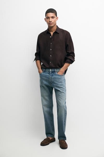 Massimo Dutti Рубашка классического кроя из 100% льна купить с доставкой.