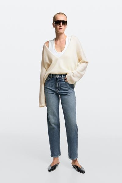 Massimo Dutti Джинсы с высокой посадкой, укороченные, с прямыми штанинами