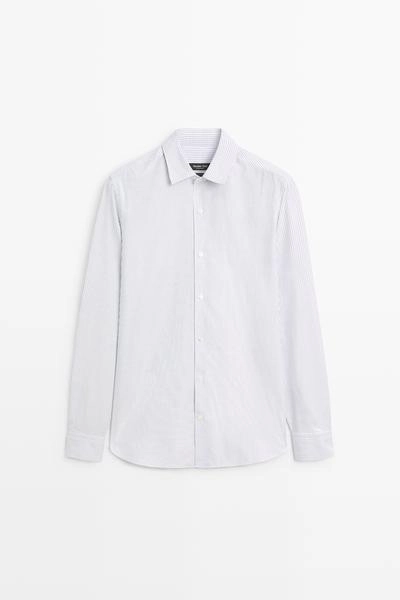 Рубашка в полоску regular fit из хлопка оксфорд