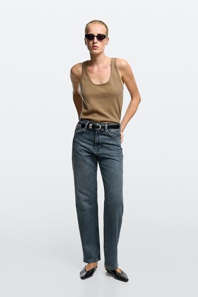 Massimo Dutti Джинсы с высокой талией и прямыми штанинами