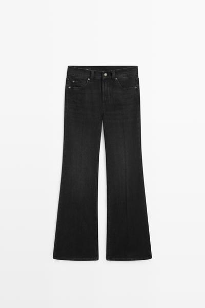 Massimo Dutti Джинсы с высокой талией и зауженным расклешённым кроем
