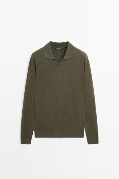 Massimo Dutti Вязаный свитер с воротником поло