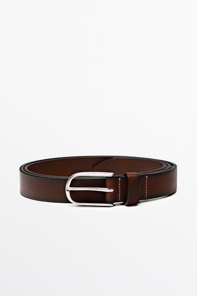 Massimo Dutti Ремень из кожи наппа с оттенком купить с доставкой.