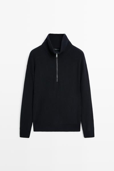 Massimo Dutti Вязаный свитер с воротником-стойкой из 100% хлопка