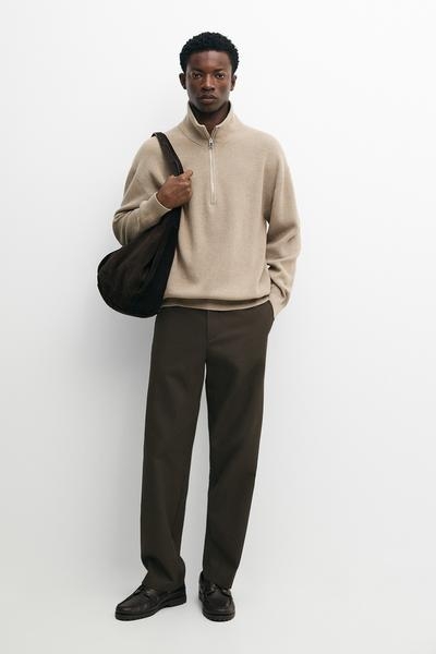Massimo Dutti Джемпер с высоким воротом из 100% хлопка
