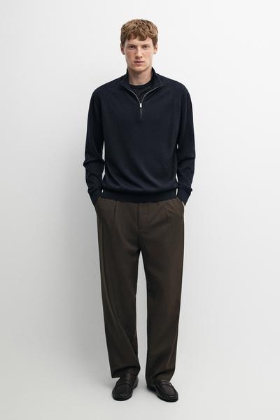Massimo Dutti Кофта с высоким воротником из смесовой ткани с мериносовой шерстью