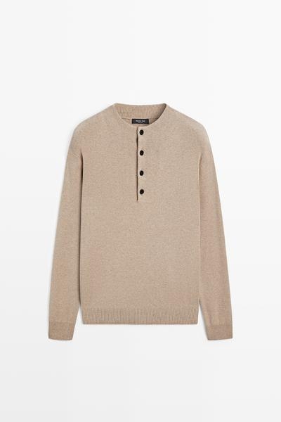 Massimo Dutti Вязаный свитер с имитацией воротника с пуговицами