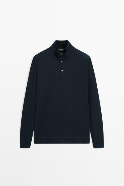 Massimo Dutti Поло-свитер из хлопка и шелка