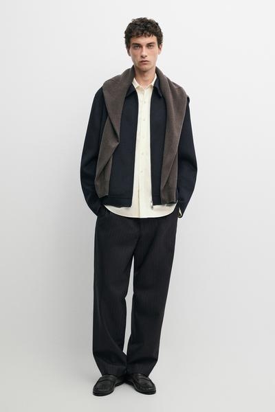 Massimo Dutti Брюки свободного кроя в полоску из 100% шерсти купить с доставкой.