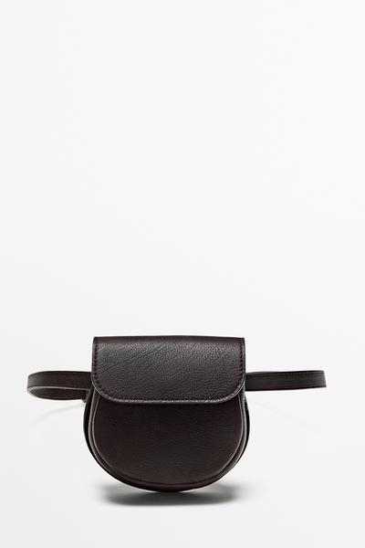 Massimo Dutti Кожаный ремень из наппы с сумочкой