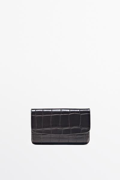 Massimo Dutti Картхолдер из кожи с тиснением под крокодила