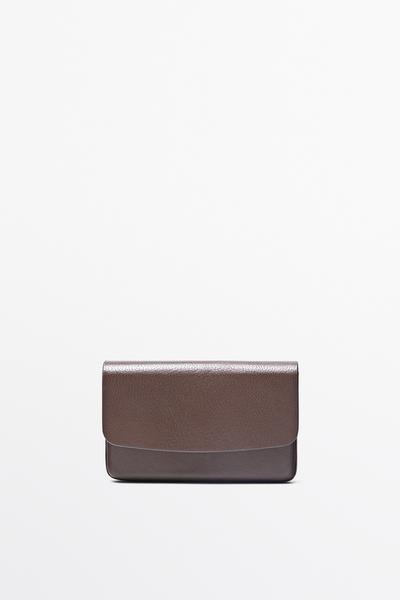 Massimo Dutti Картхолдер из кожи с тиснением под крокодила