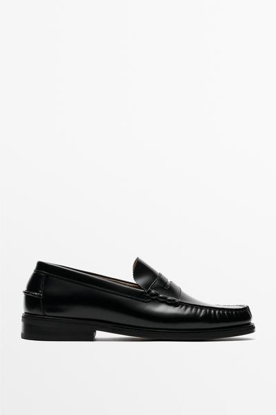Massimo Dutti Кожаные лоферы с отделкой в стиле пени