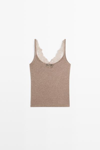 Massimo Dutti Топ-комбинация с кружевной отделкой на бретелях купить с доставкой.
