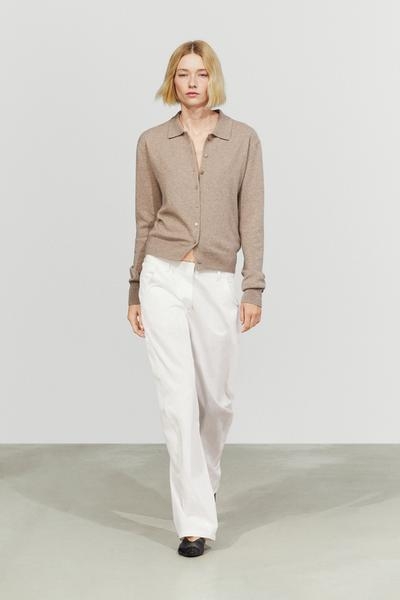 Massimo Dutti Кардиган с воротником поло из 100% кашемира
