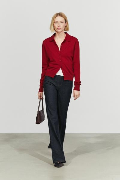 Massimo Dutti Кардиган с воротником-поло из 100% кашемира