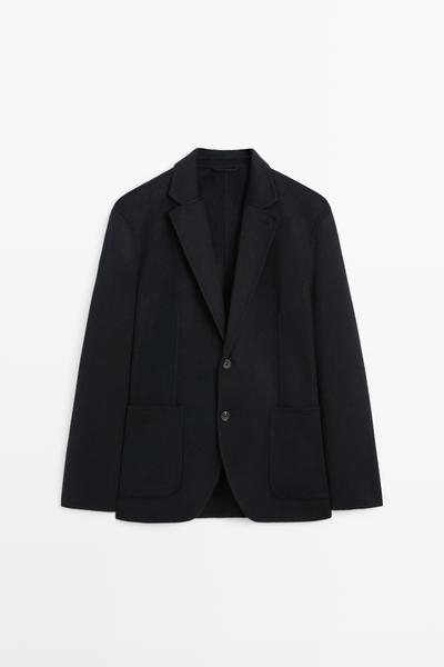 Massimo Dutti Двусторонний блейзер из шерстяного микса купить с доставкой.