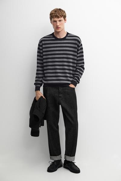 Massimo Dutti Вязаный свитер в полоску из хлопковой смеси