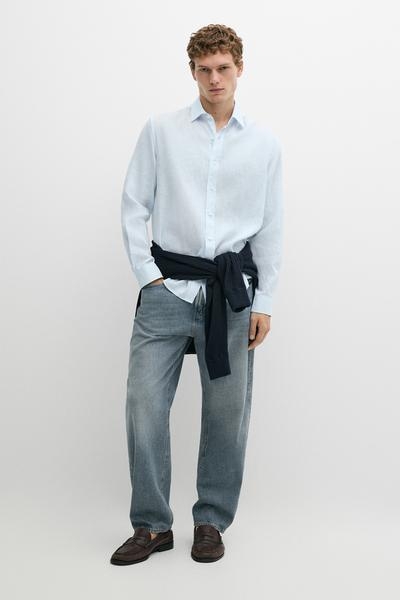 Massimo Dutti Рубашка из 100% льна классического кроя купить с доставкой.