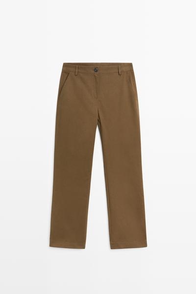 Massimo Dutti Брюки клеш из хлопкового смешанного материала