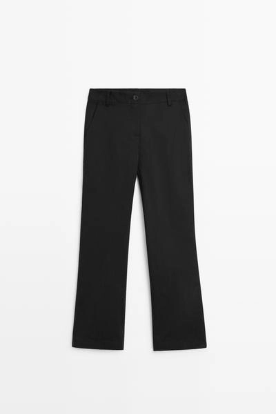 Massimo Dutti Брюки кик-флэр из хлопкового микса