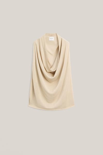 Massimo Dutti Топ из шелкового микса с воротником-хомутом - лимитированная серия