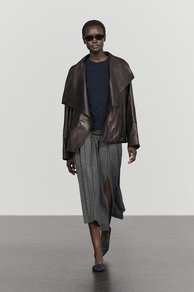 Massimo Dutti Юбка-миди плиссированная из шерстяного микса