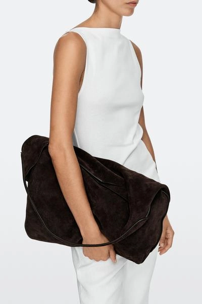 Massimo Dutti Большая сумка через плечо из замшевой кожи