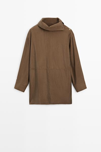 Massimo Dutti Платье короткое асимметричное с воротником-стойкой