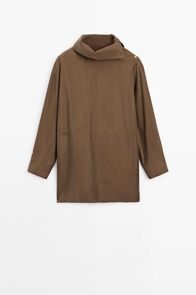 Massimo Dutti Платье короткое асимметричное с воротником-стойкой