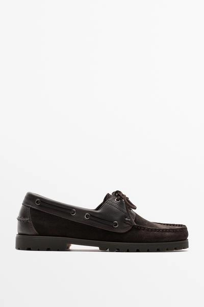 Massimo Dutti Ботинки в морском стиле из кожи наппа