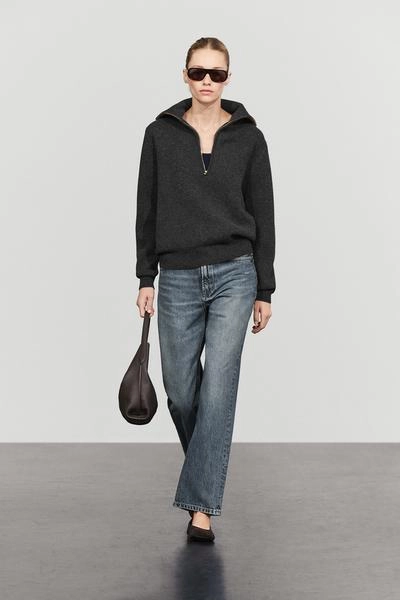 Massimo Dutti Вязаный свитер с широкой воротниковой застёжкой-молнией